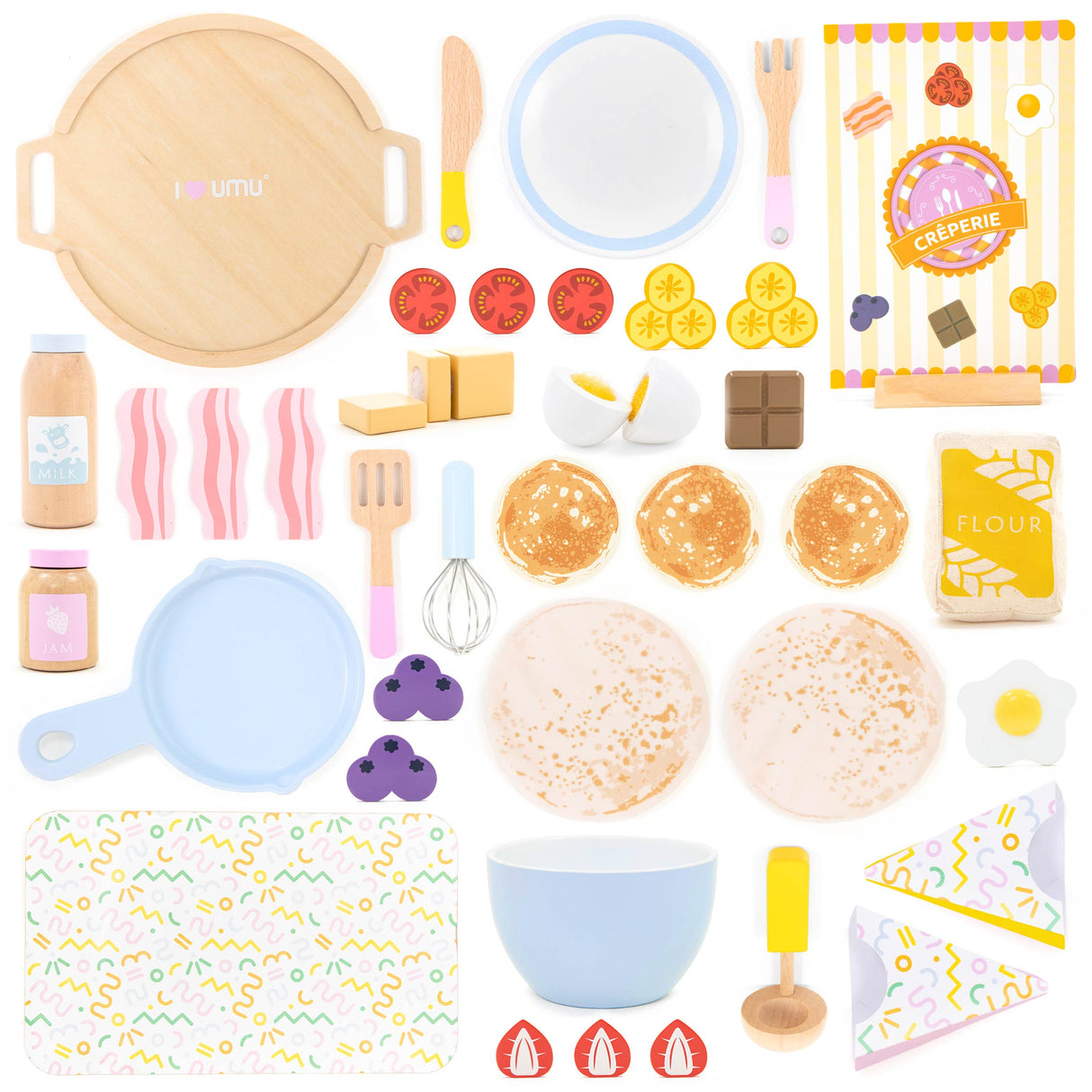 UMU Holz Kinder Pfannkuchen Lern Spielset Küche Zubehör