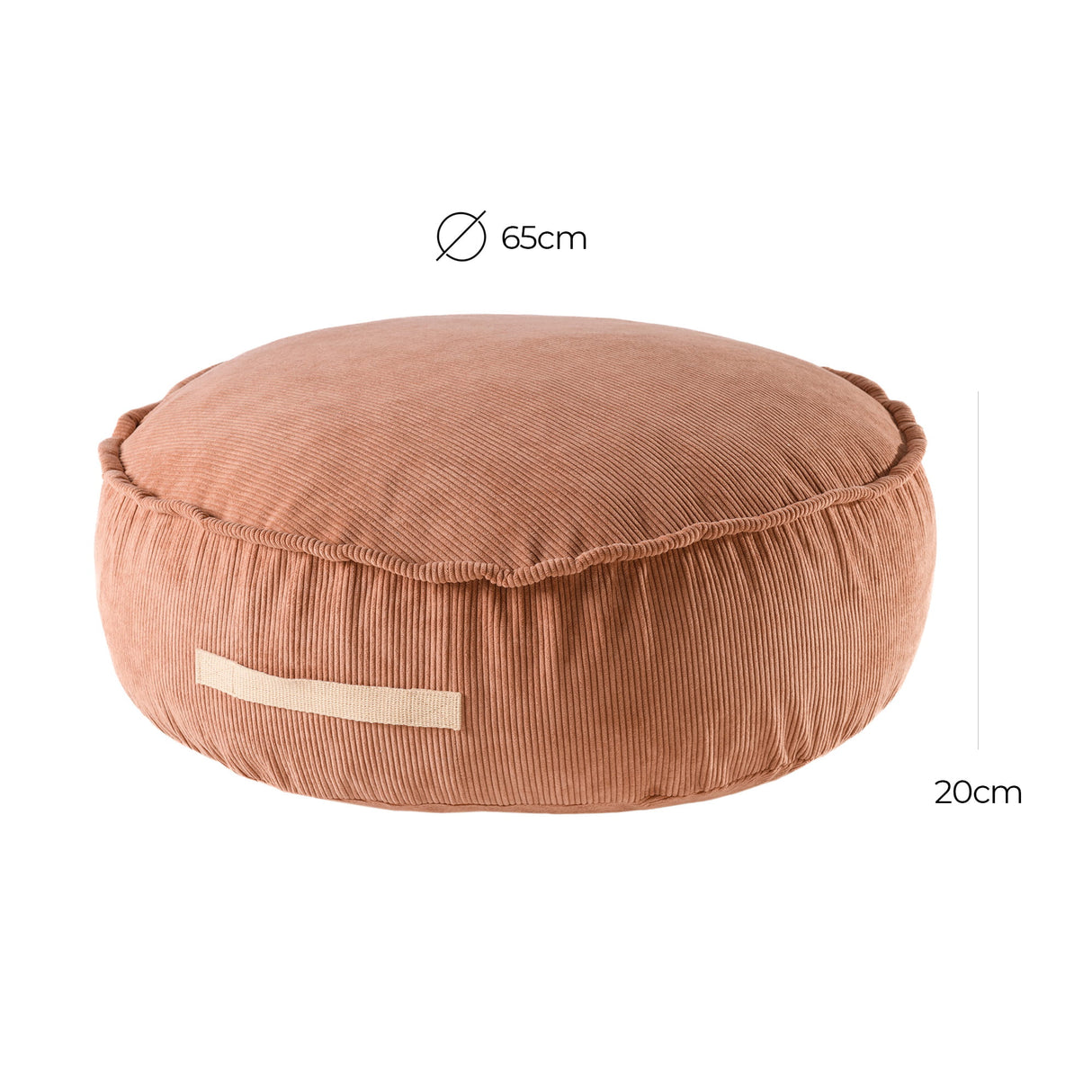Runder Kinder-Pouf Cord - ziegelrot