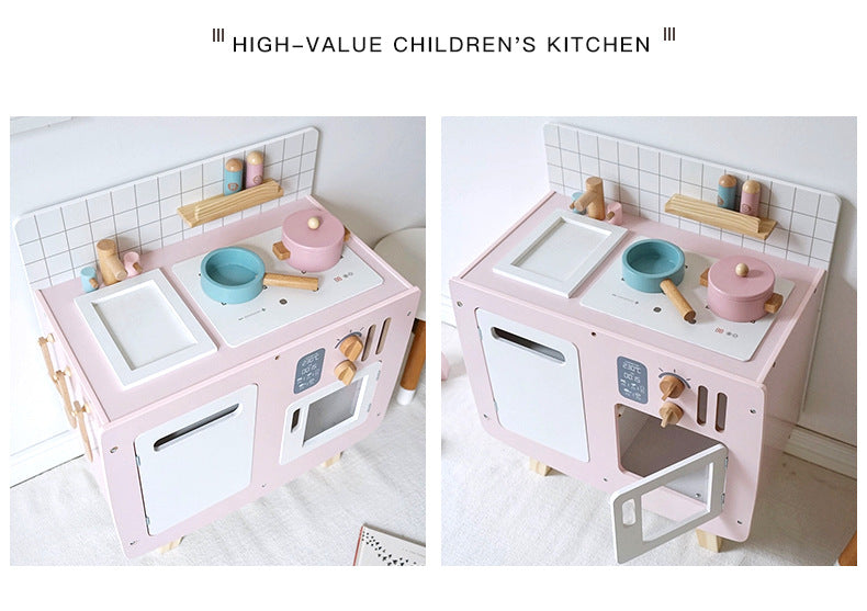 Retro Holzküche mit Zubehör rosa