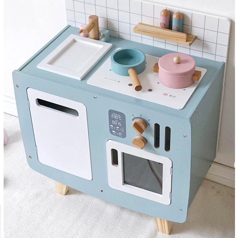 Retro Holzküche mit Zubehör blau
