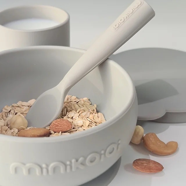 BLW Set I Schüssel mit Deckel + Löffel + Becher-samtrosa