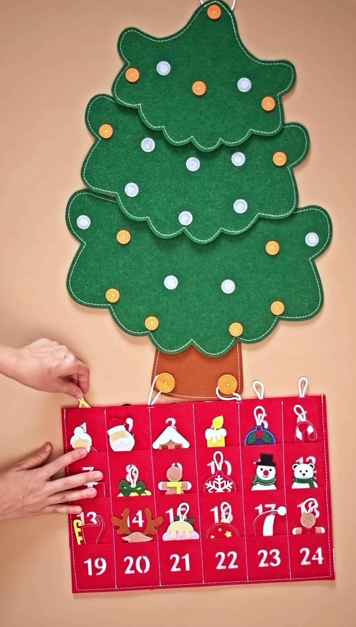 Christmas tree with felt advent calendar