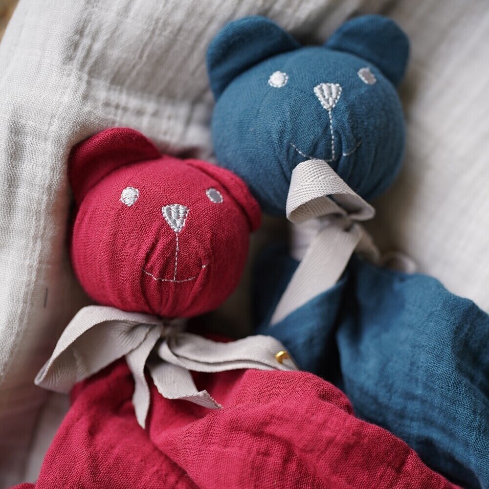 lange en mousseline bio pour bébé, bleu
