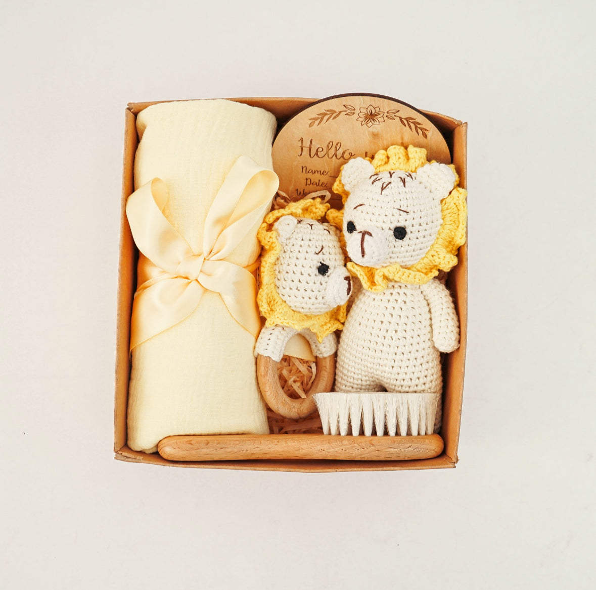 Coffret cadeau pour nouveau-nés – Lion – kit de démarrage – boîte bébé – baby shower