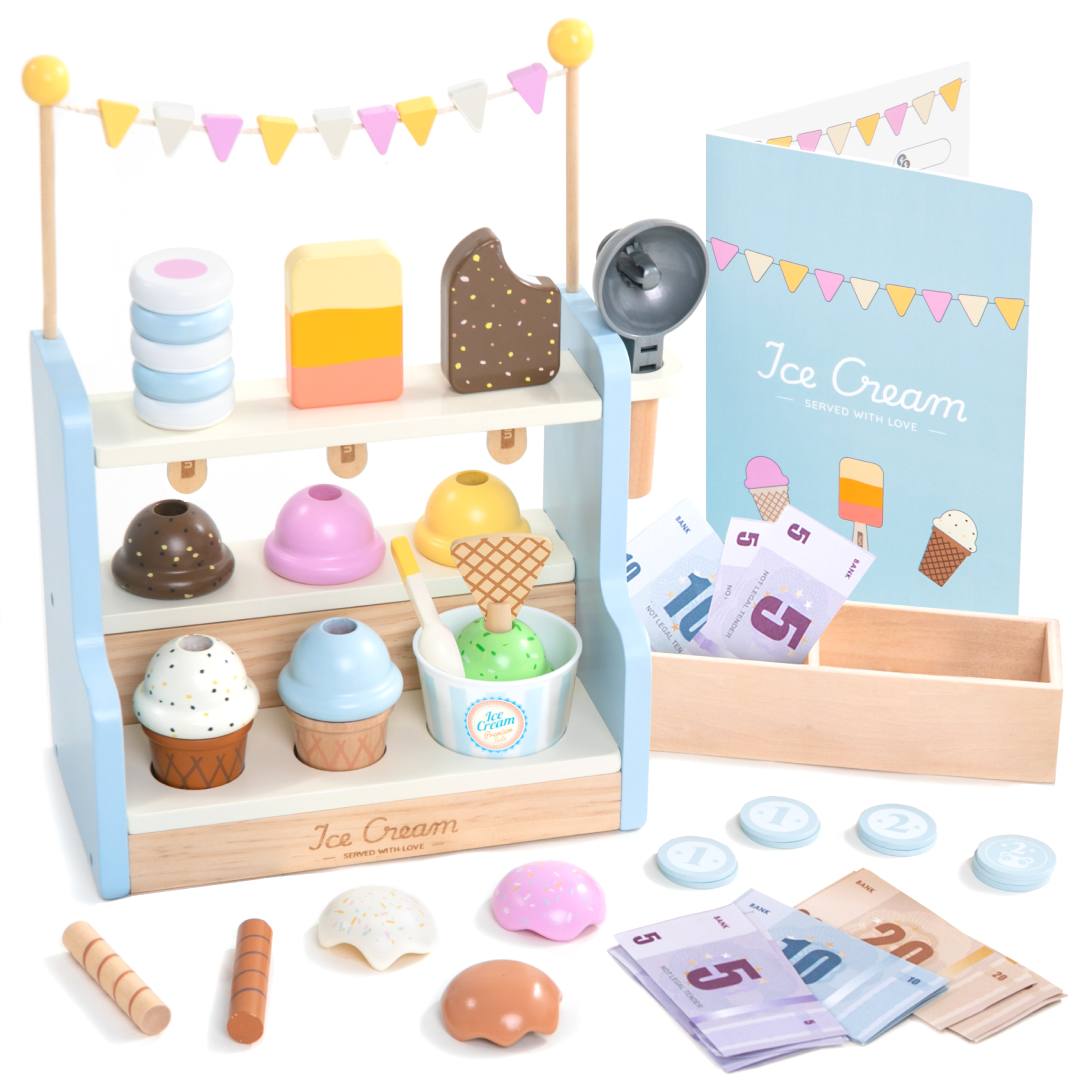 Coffret de jeu de glaces en bois UMU® - Accessoires pour magasin d'enfants - Jeu de rôle