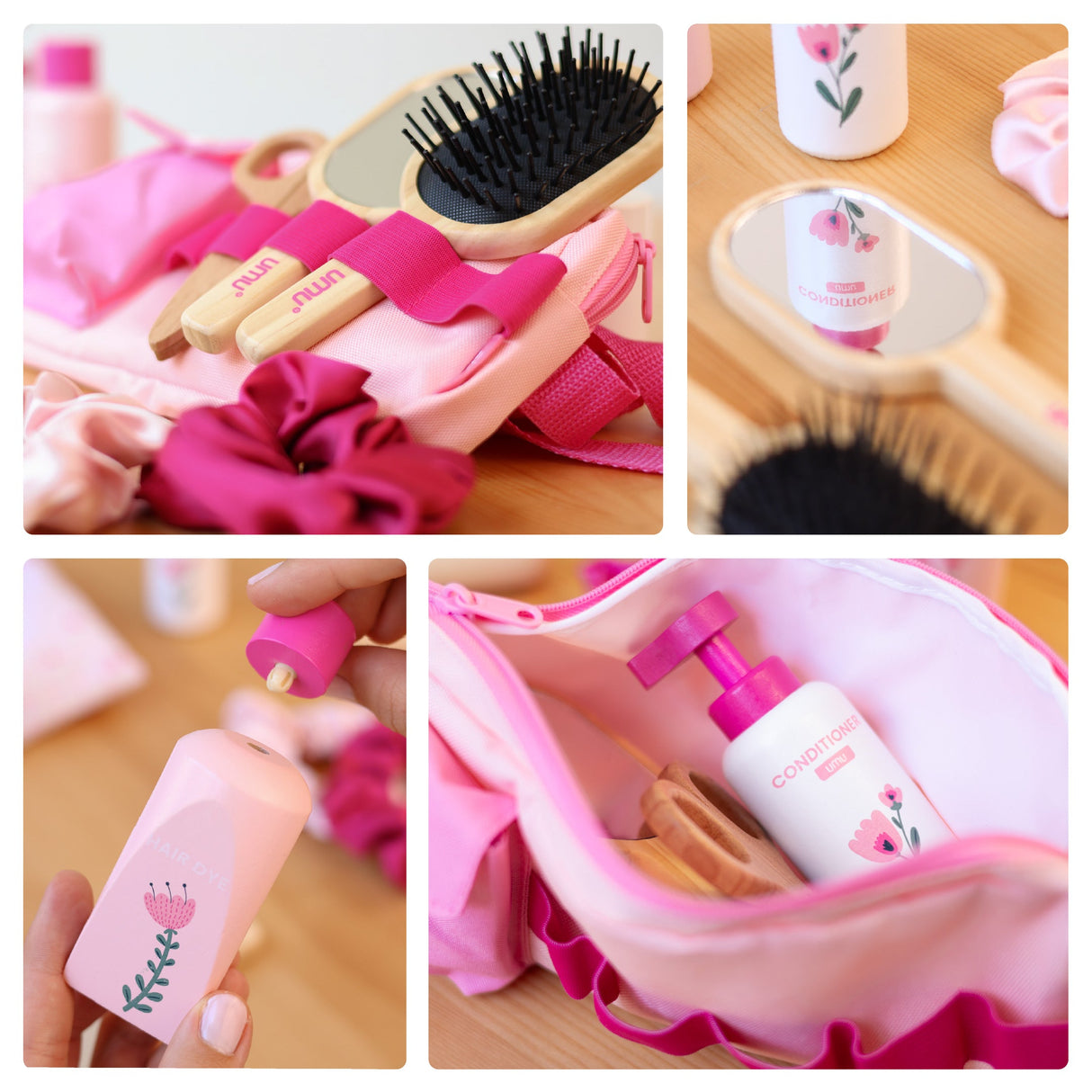 UMU® Wooden Hairdresser Playset for Kids – Little Woman - Role Play 3+