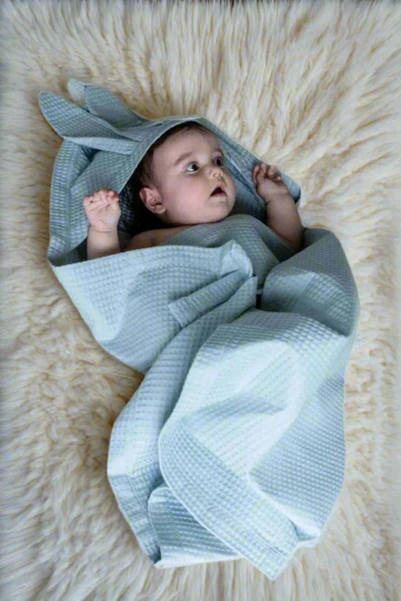 Baby Badetuch Hase Bio Baumwolle