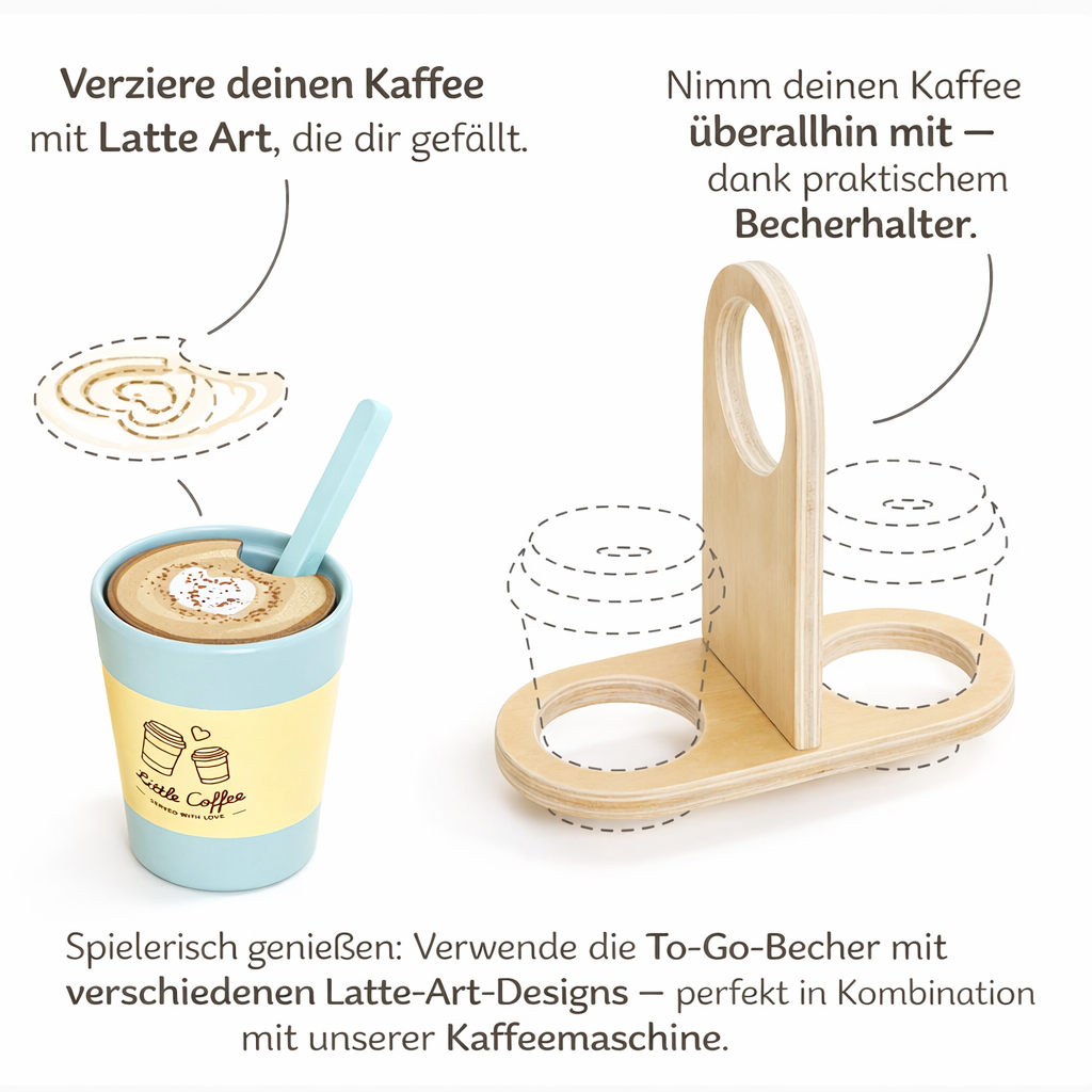 Set de café en bois à emporter pour jeux de rôle Barista pour enfants