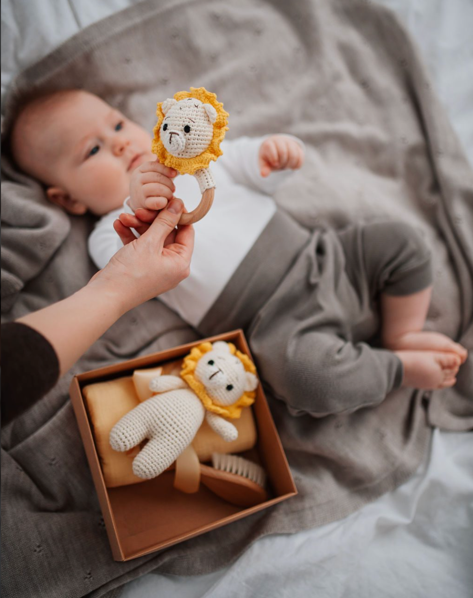 Coffret cadeau pour nouveau-nés – Lion – kit de démarrage – boîte bébé – baby shower