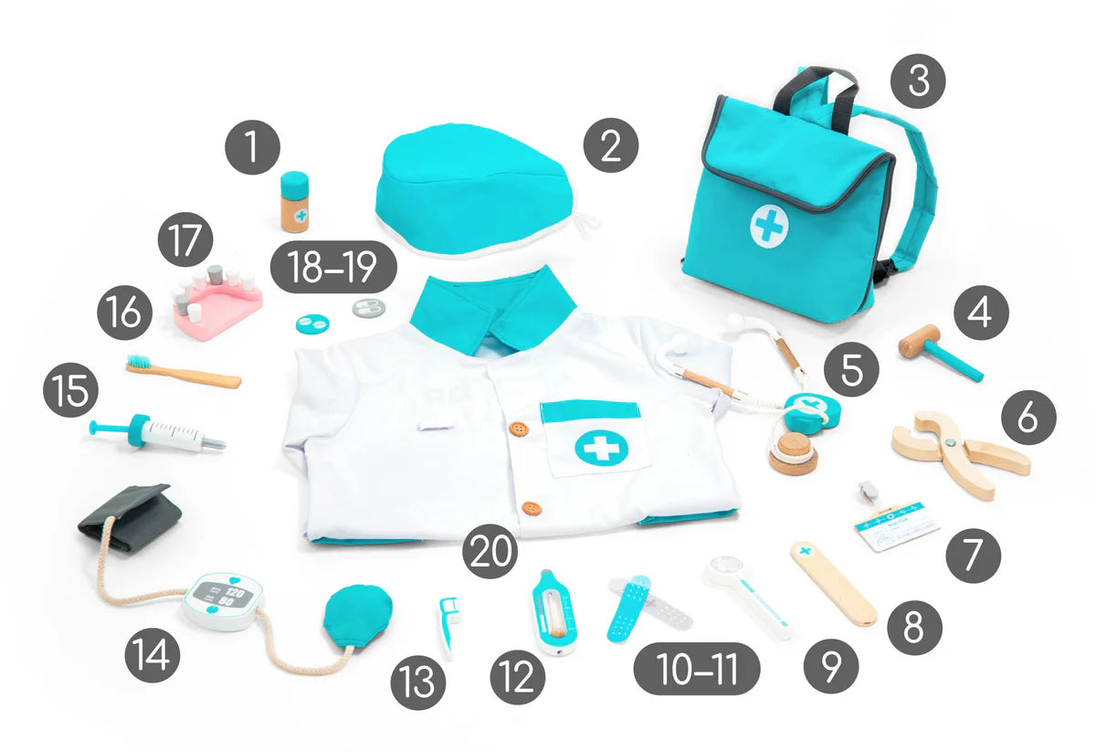 Holz Arztkoffer Spielset NEU türkis