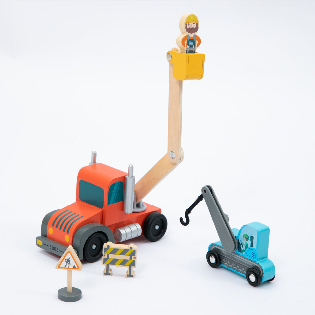 UMU Holz Baufahrzeug-Transporter Spielset