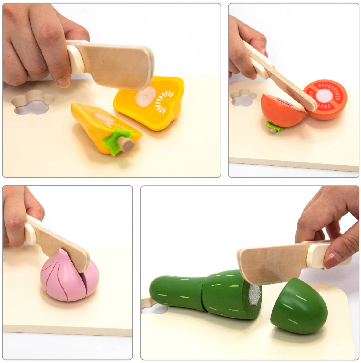 Wooden vegetable cutting set