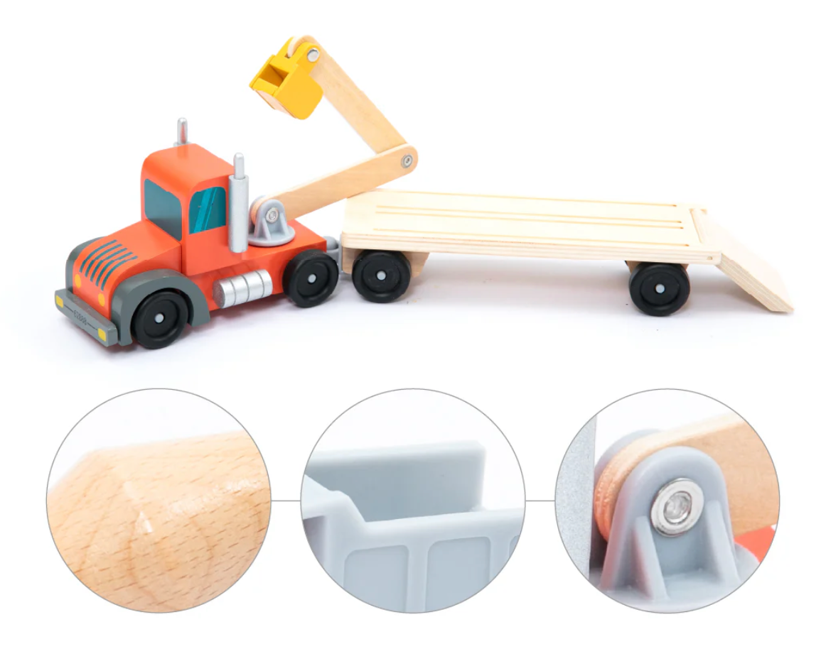 UMU Holz Baufahrzeug-Transporter Spielset
