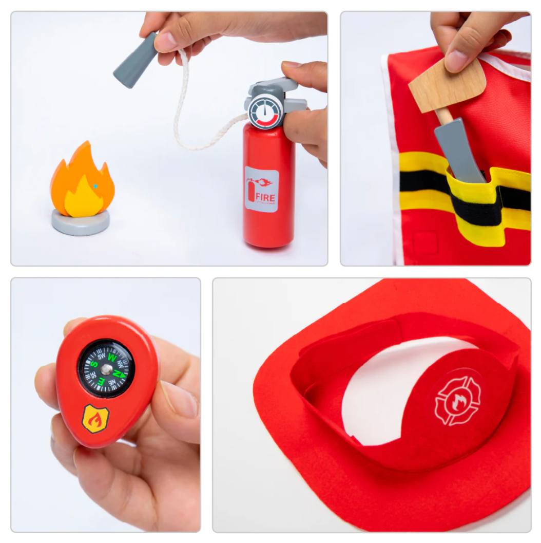 Wooden Fireman Playset