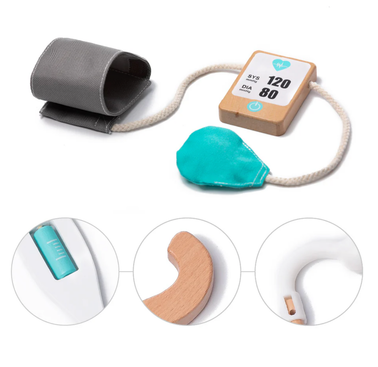 Coffret de docteur en bois, turquoise