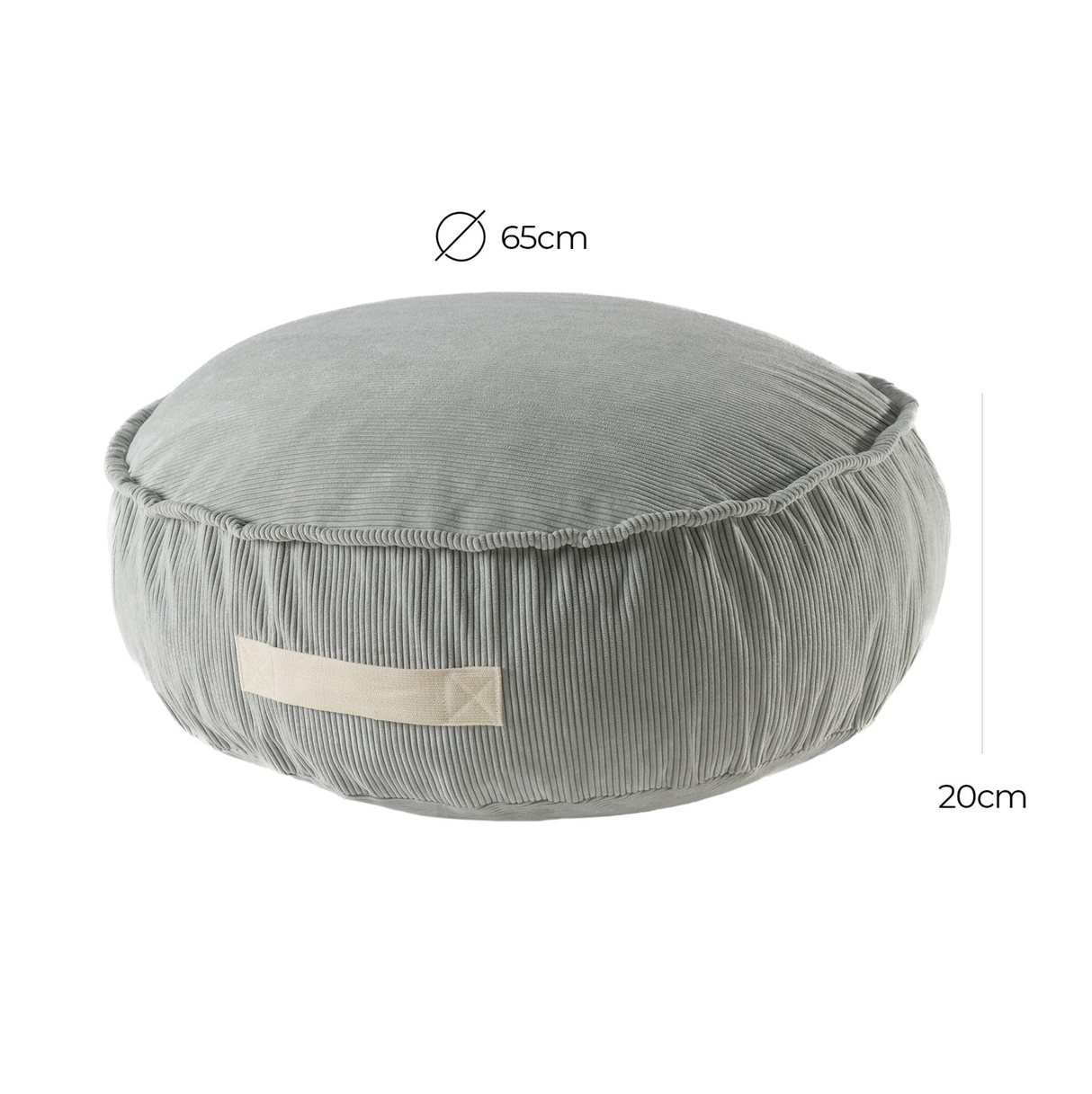 Runder Kinder-Pouf Cord - grau