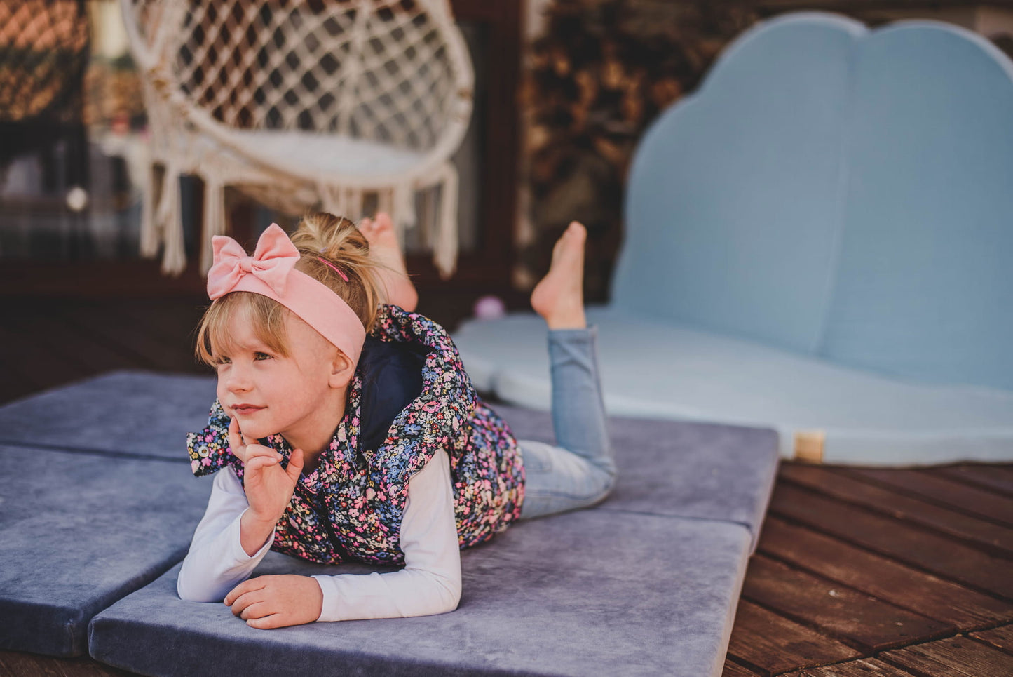 Spielmatte für Kinder aus Velours, quadratisch - dunkellila