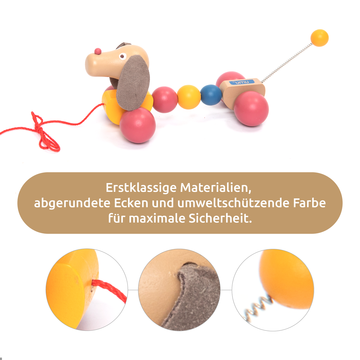 Nachzieh-Hündchen Puppy aus Holz