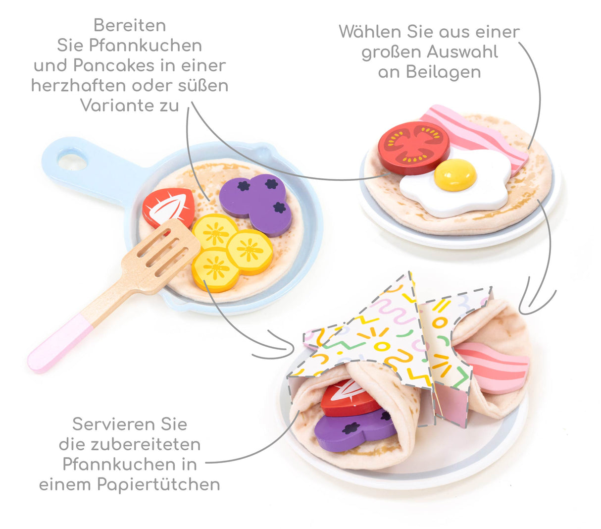UMU Holz Kinder Pfannkuchen Lern Spielset Küche Zubehör