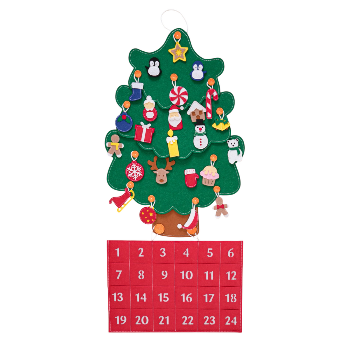 Christmas tree with felt advent calendar