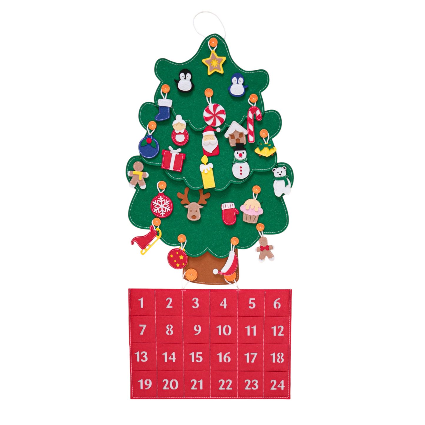 Weihnachtsbaum mit Adventskalender aus Filz