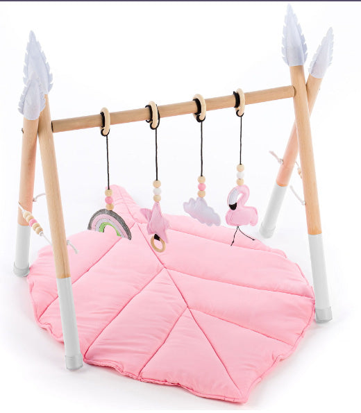 Spielbogen Babygym aus Holz und Filz - Regenbogen Flamingo rosa