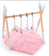 Spielbogen Babygym aus Holz und Filz - Regenbogen Flamingo rosa