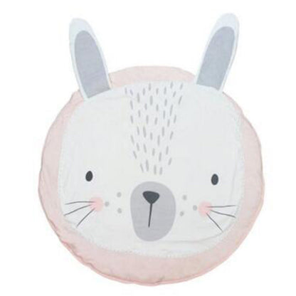 Round Cotton Play Mat for Babies Rabbit Pink/White