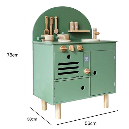 Retro Holzküche mit Zubehör grün