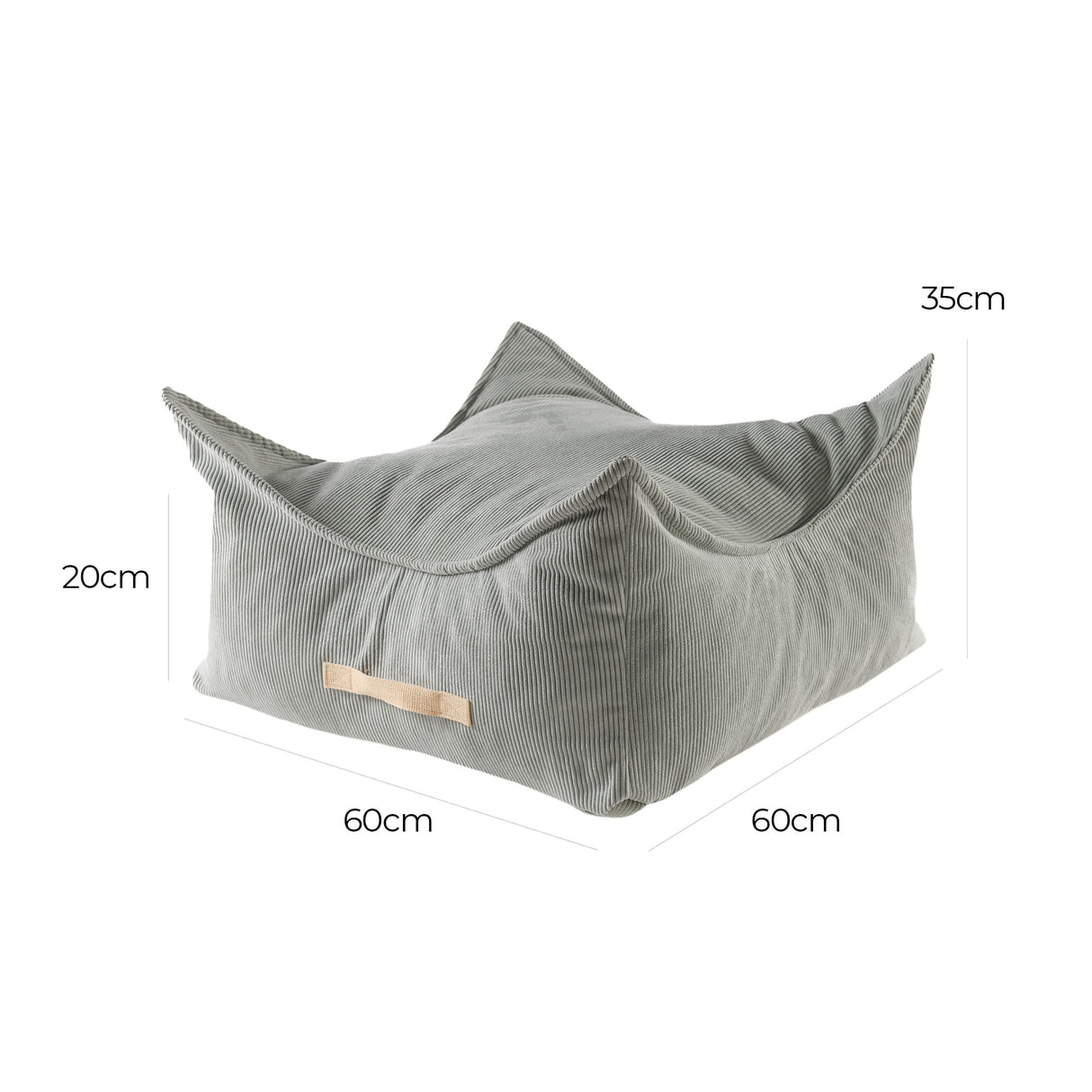 Kinder-Pouf Cord, quadratisch  - grau