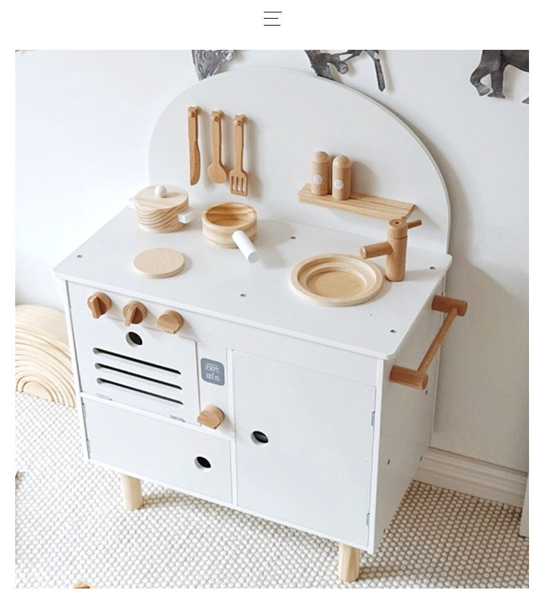 Retro Holzküche mit Zubehör weiss