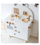 Retro Holzküche mit Zubehör weiss