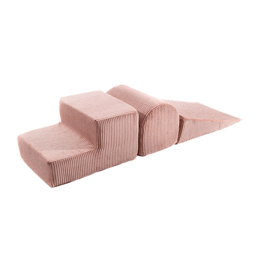 Aesthetic foam play set made of corduroy, children's playground, 3 pieces - pink