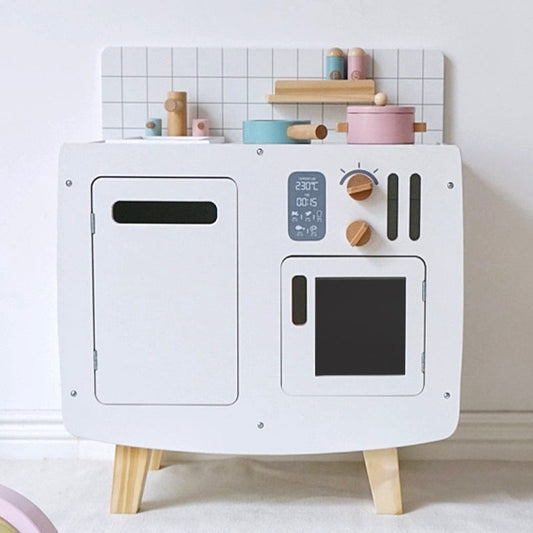 Retro wooden kitchen with accessories white