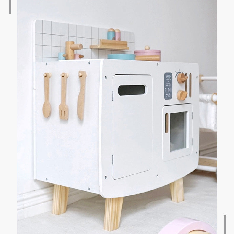 Retro Holzküche mit Zubehör weiss