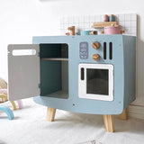Retro Holzküche mit Zubehör blau