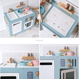 Retro Holzküche mit Zubehör blau
