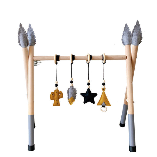 Play arch baby gym made of wood and felt - cactus teepee