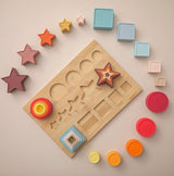 Farben- und Formen-Steckspiel, Lernspielzeug aus Silikon und Holz