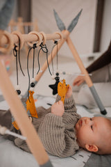 Spielbogen Babygym aus Holz und Filz - Flugzeug Tukan