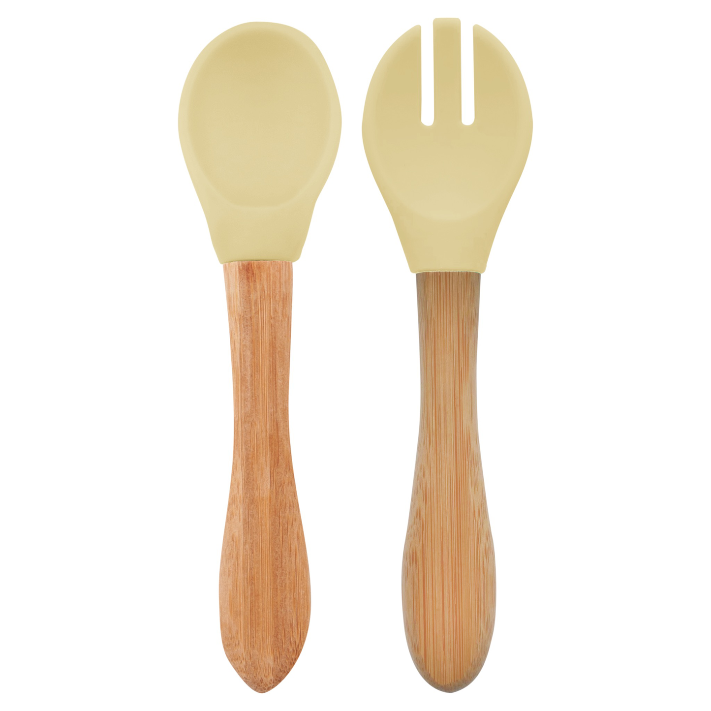 DIG IN spoon and fork with bamboo handle-light yellow