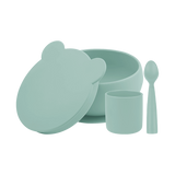 BLW Set I Schüssel mit Deckel + Löffel + Becher-aquagrün