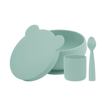 BLW Set I Bowl with lid + spoon + mug-aqua green