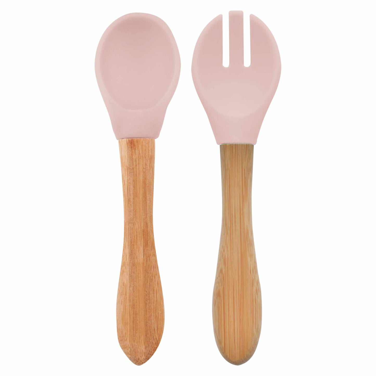 DIG IN spoon and fork with bamboo handle-pinky pink