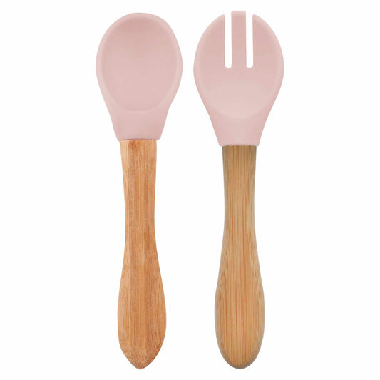 DIG IN spoon and fork with bamboo handle-pinky pink