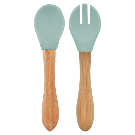 DIG IN spoon and fork with bamboo handle-aqua green