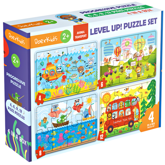 Puzzle éducatif véhicules animaux, ensemble 4 en 1-23