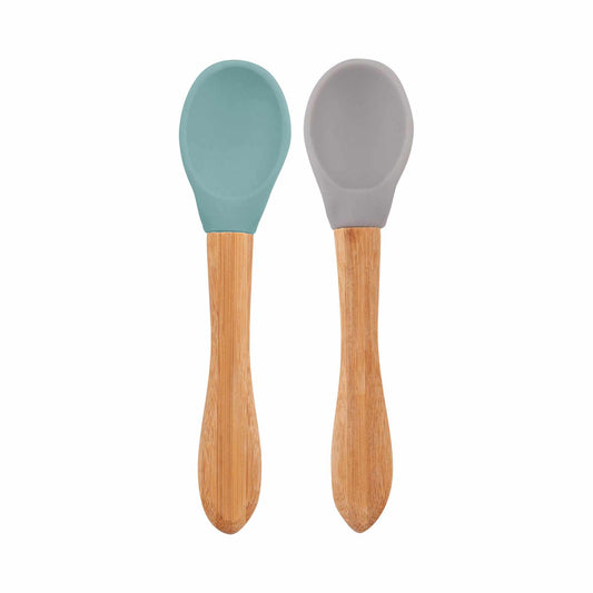 SCOOPS spoon with bamboo handle-sea green/powder garu