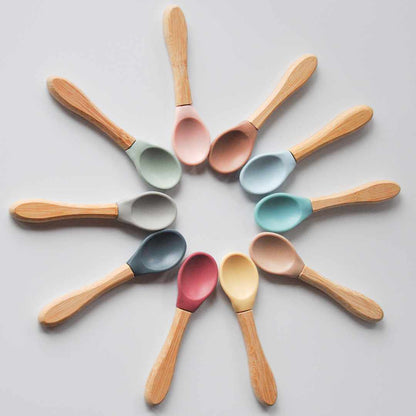 SCOOPS spoon with bamboo handle-sea green/powder garu