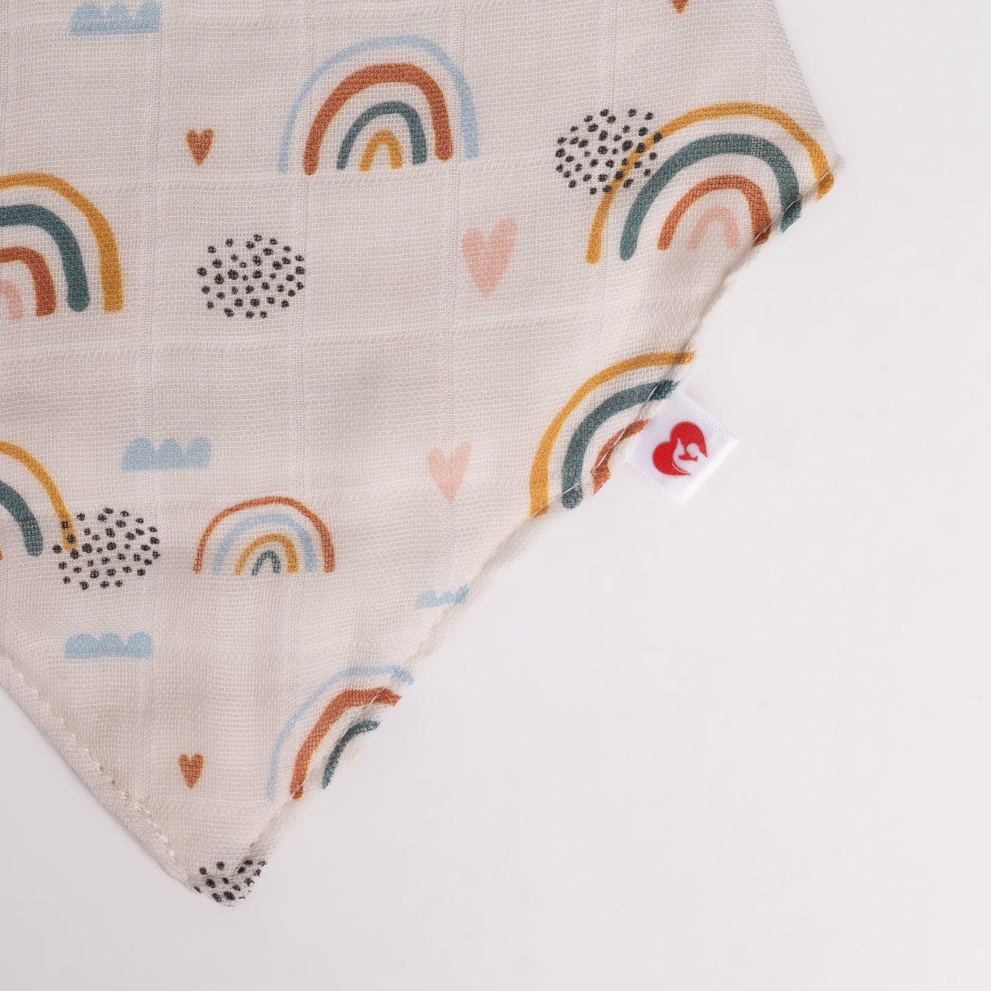 Organic Musselin Baby Bandana Lätzchen weiss/regenbogen